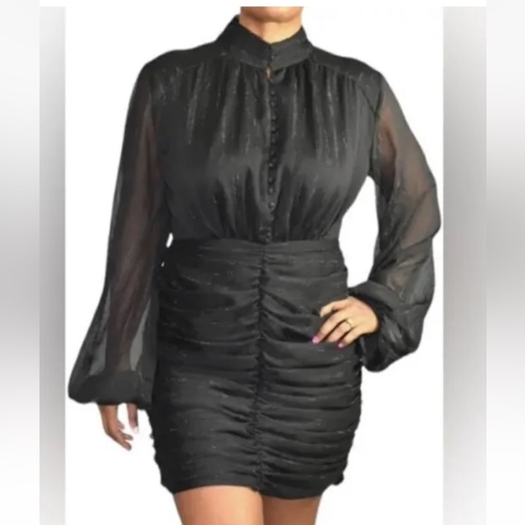 House of Harlow 1960 Black Ruche Dress - Picture 2 of 12